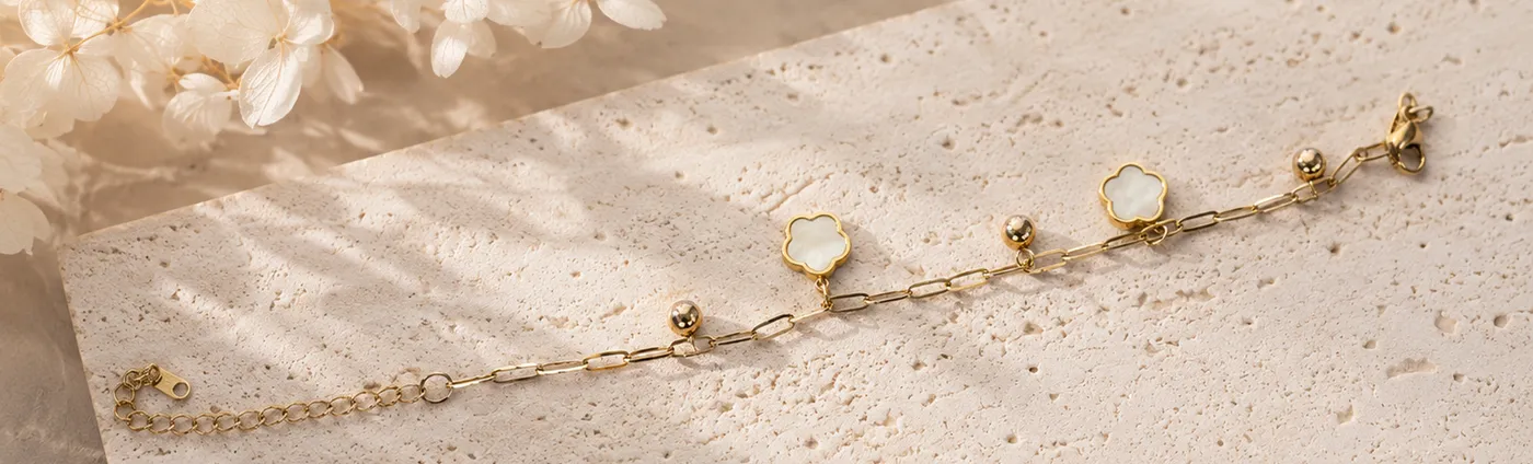 Golden Daisy and Bead Bracelet